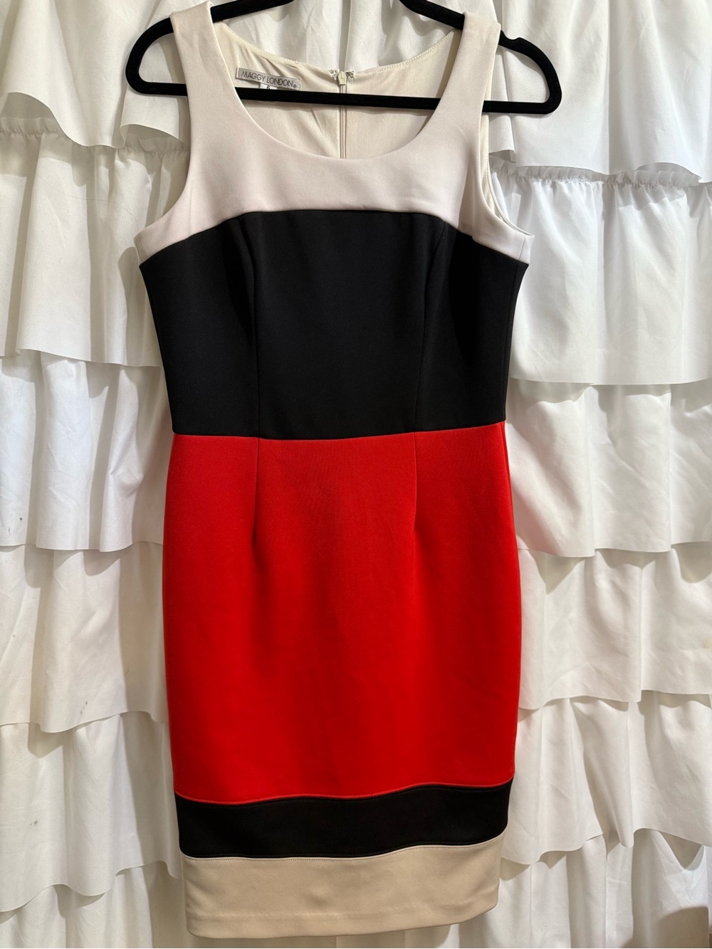Maggy London Red, Black & Cream Colorblock Mini Dress